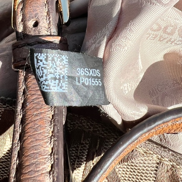 Michael Kors Brown and Tan Signature MK logo Tote with adjustable straps - Picture 13 of 15